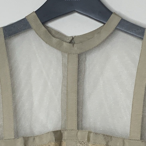 LÓPEZ KNUDSEN | Vintage Lace Crochet Mesh Ribbon Metallic Midi Cocktail Dress - Picture 7 of 17